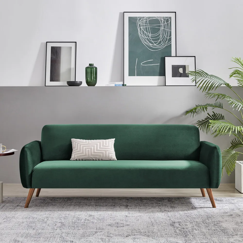Terry 3-Seater Sofa - Green, Velvet