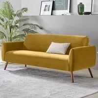 Terry 3-Seater Sofa - Yellow, Velvet
