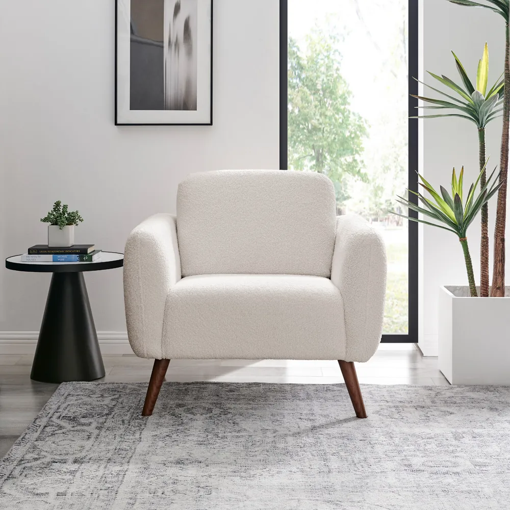 Terry Tub Armchair - White, Boucle