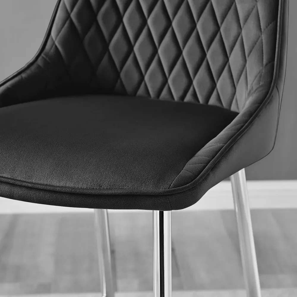 Thatcher Bar Stool Set of 2 - Black, Velvet