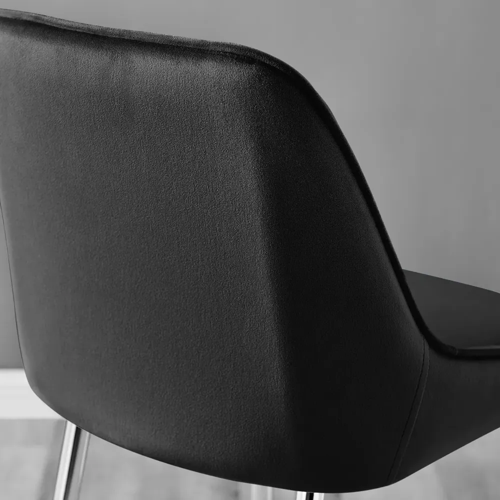 Thatcher Bar Stool Set of 2 - Black, Velvet