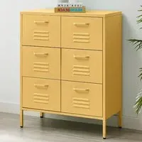 Theo 6 Drawer Metal Sideboard - Mustard Yellow