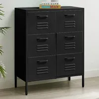 Theo 6 Drawer Sideboard - Black, Metal