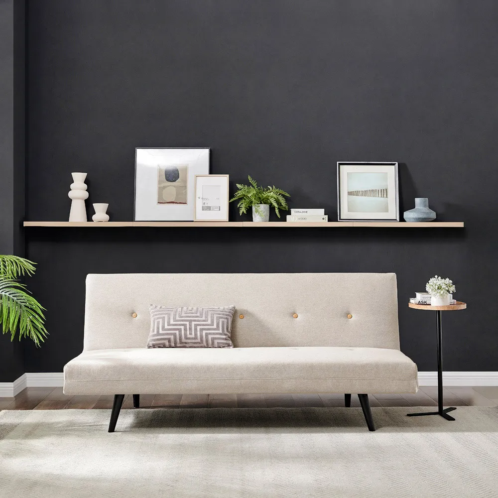 Thomas 2-Seater Sofa Bed with Click-Clack - Beige, Fabric