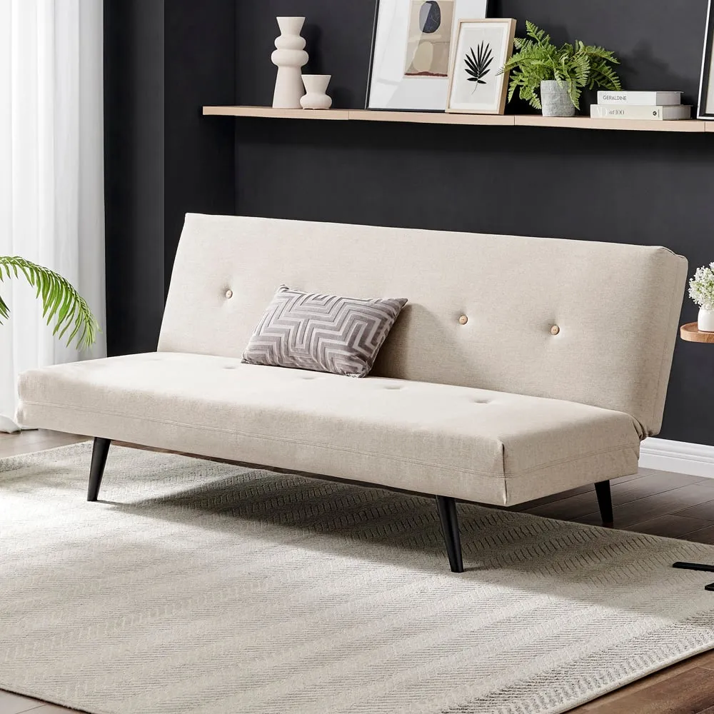 Thomas 2-Seater Sofa Bed with Click-Clack - Beige, Fabric