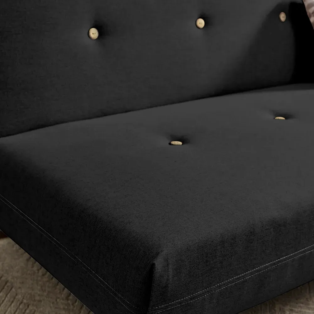 Thomas 2-Seater Sofa Bed with Click-Clack - Black, Fabric
