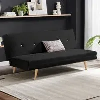 Thomas 2-Seater Sofa Bed with Click-Clack - Black, Fabric