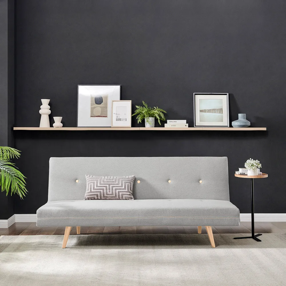 Thomas 2-Seater Sofa Bed with Click-Clack - Grey, Fabric