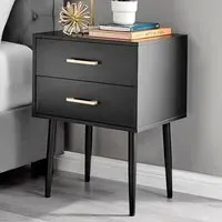 Tyler 2 Drawer Bedside Table - Black