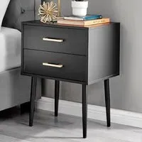 Tyler 2 Drawer Bedside Table - Black