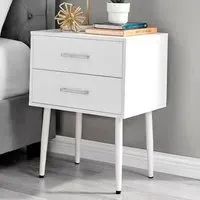Tyler 2 Drawer Bedside Table - White