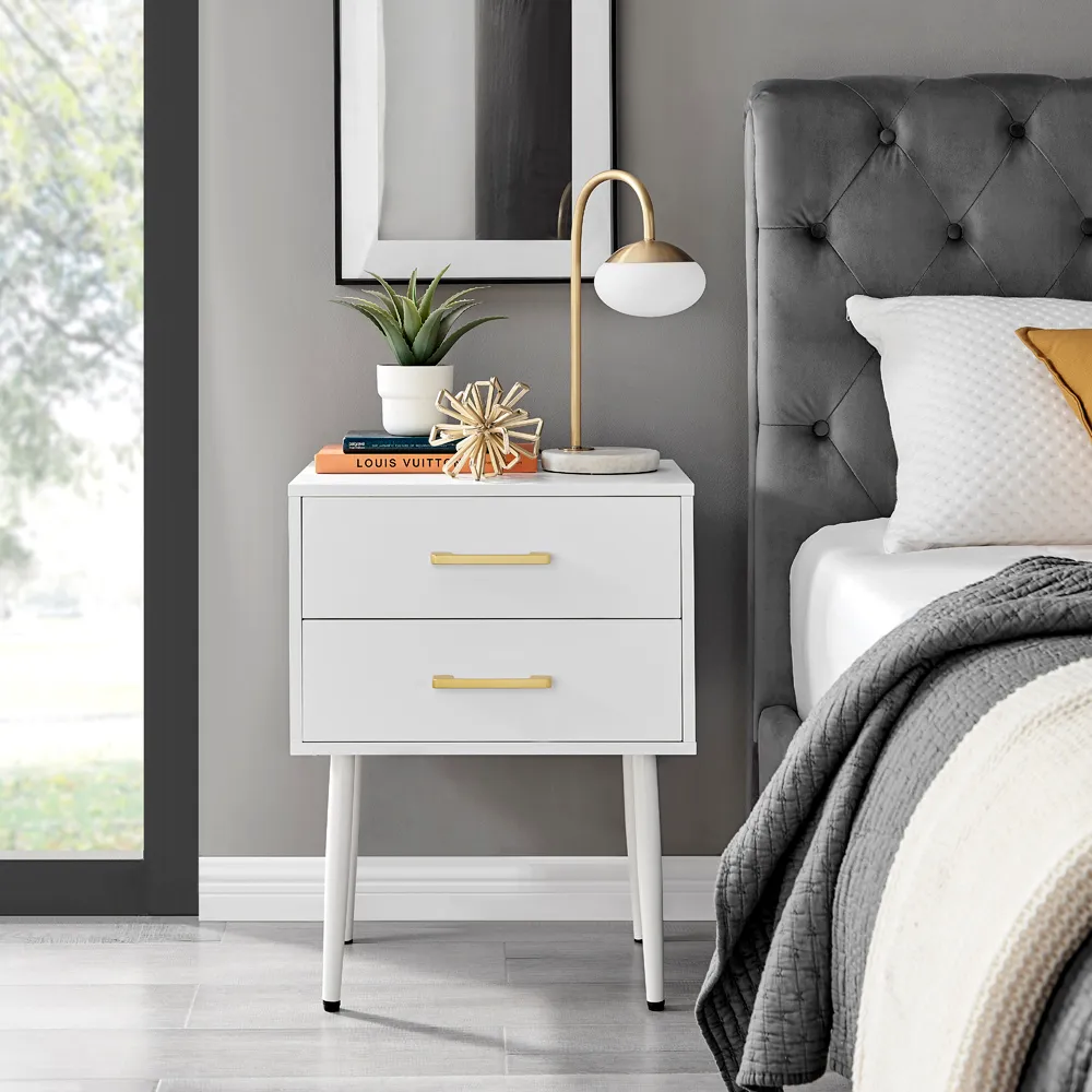 Tyler 2 Drawer Bedside Table - White