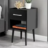Tyler Single Drawer Bedside Table - Black