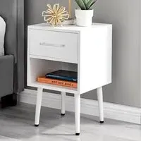 Tyler Single Drawer Bedside Table - White