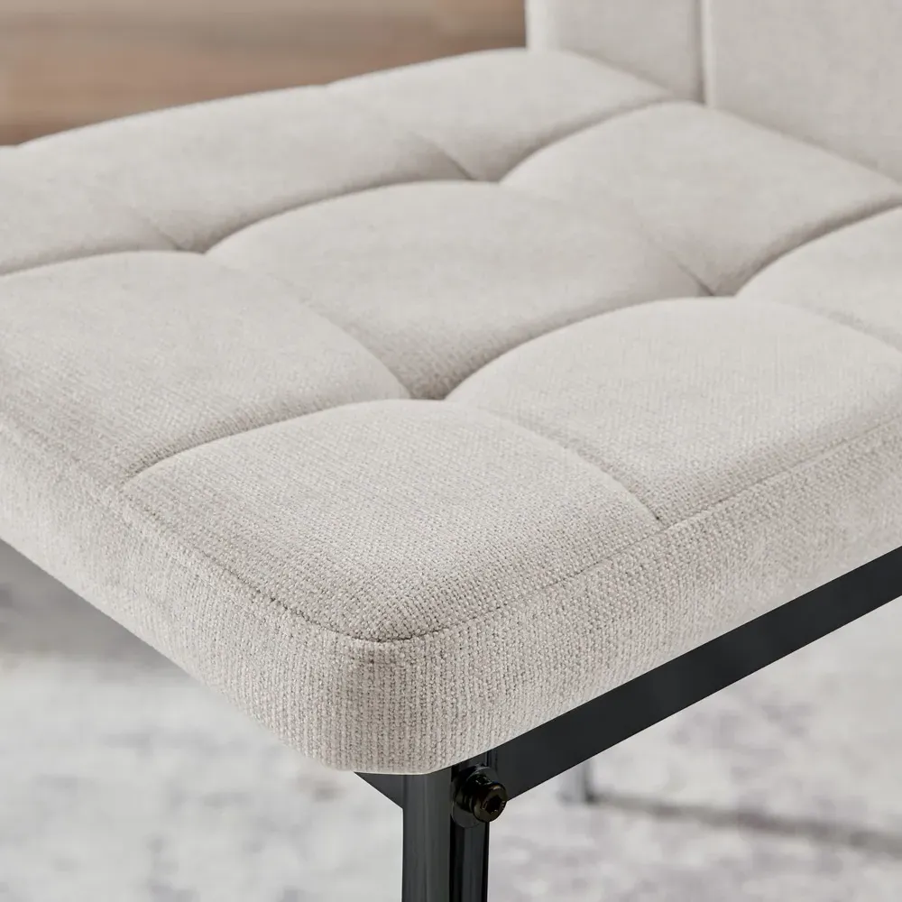 Valentina Set of 2 Dining Chairs - Cream, Textured Weave