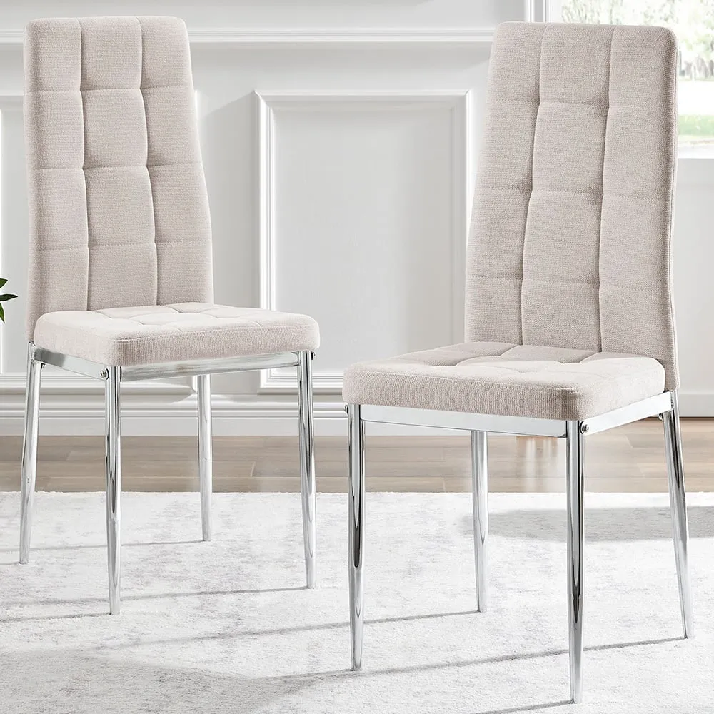 Valentina Set of 2 Dining Chairs - Cream, Textured Weave