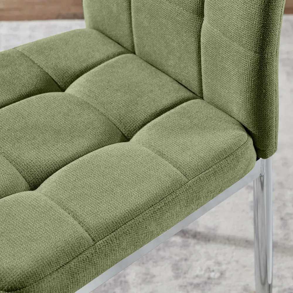 Valentina Set of 2 Dining Chairs - Green, Textured Weave