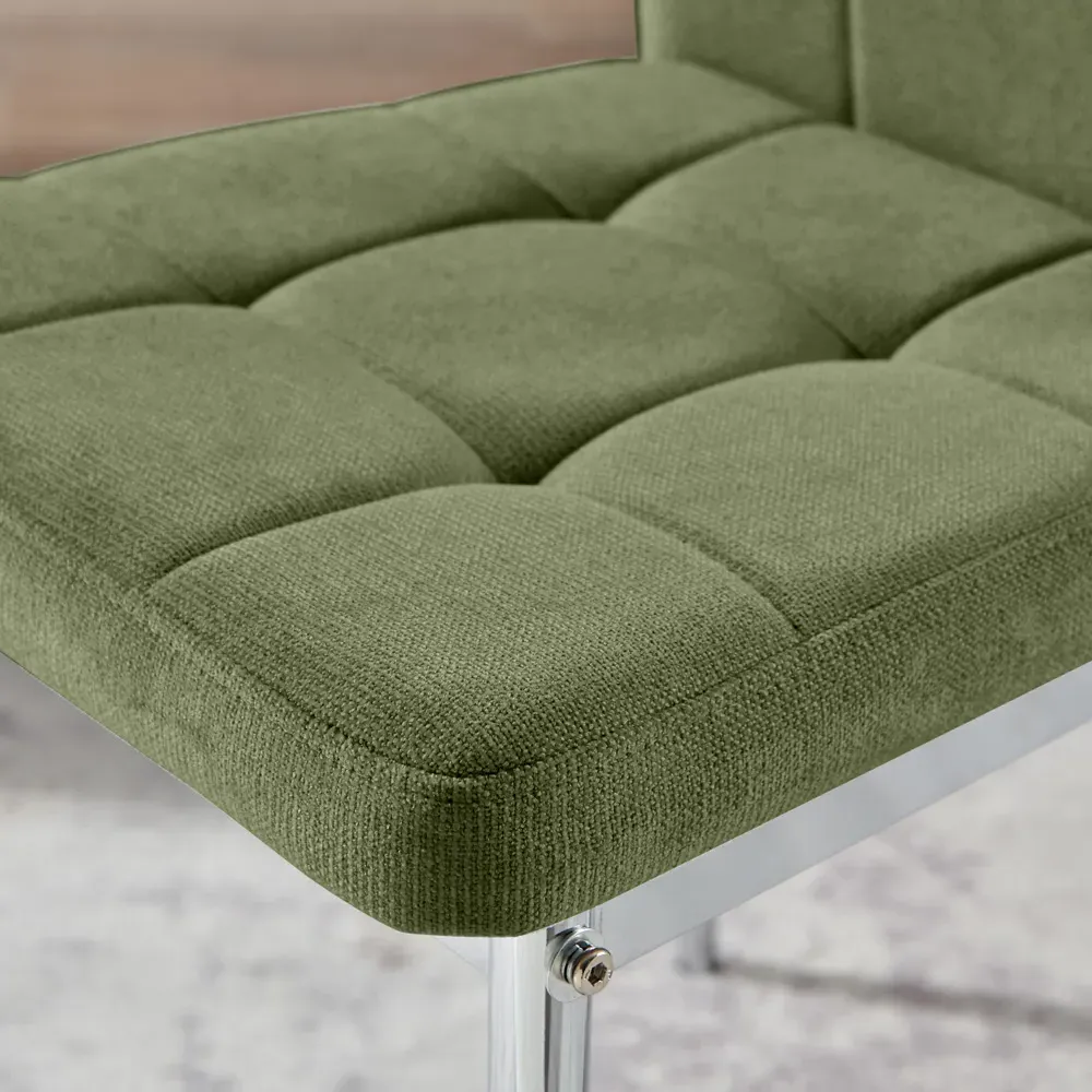 Valentina Set of 2 Dining Chairs - Green, Textured Weave