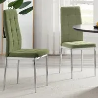 Valentina Set of 2 Dining Chairs - Green, Textured Weave