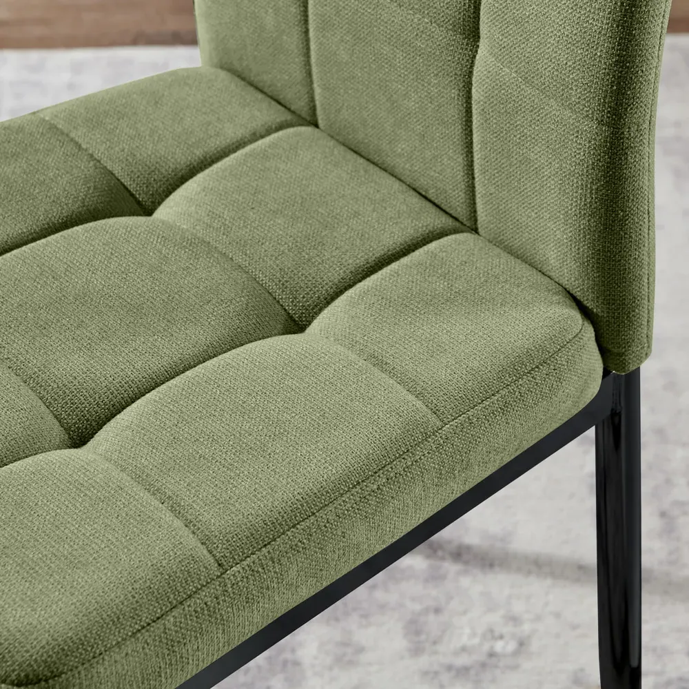 Valentina Set of 2 Dining Chairs - Green, Textured Weave