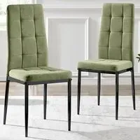 Valentina Set of 2 Dining Chairs - Green, Textured Weave