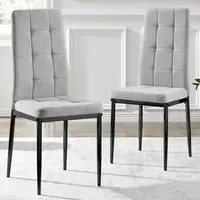 Valentina Set of 2 Dining Chairs - Grey, Textured Weave
