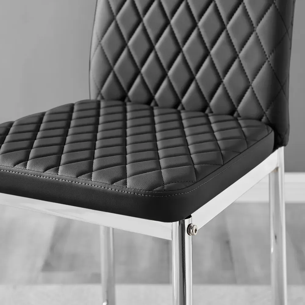 Valera Bar Stool Set of 2 - Black, Faux Leather