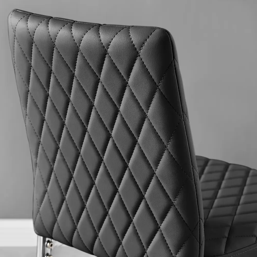 Valera Bar Stool Set of 2 - Black, Faux Leather