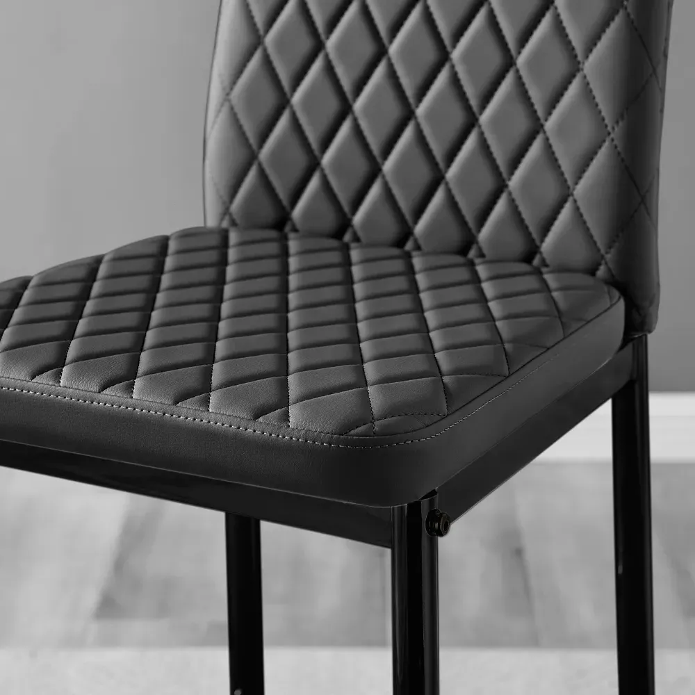 Valera Bar Stool Set of 2 - Black, Faux Leather