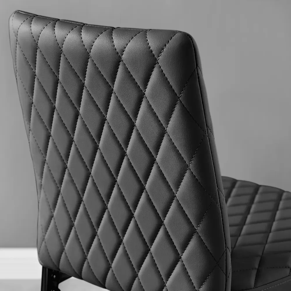 Valera Bar Stool Set of 2 - Black, Faux Leather