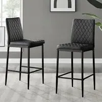 Valera Bar Stool Set of 2 - Black, Faux Leather