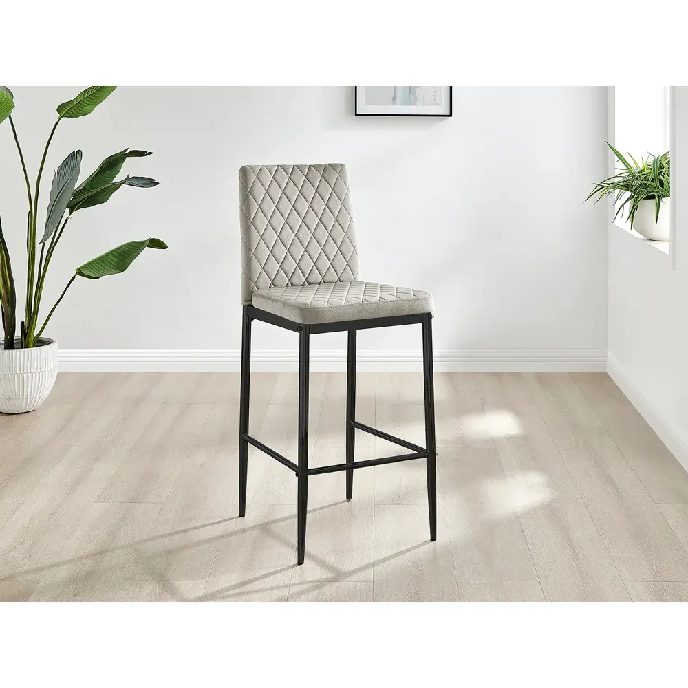 Valera Bar Stool Set of 2 - Cappuccino, Velvet