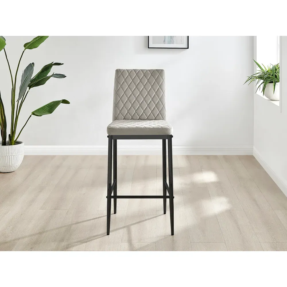 Valera Bar Stool Set of 2 - Cappuccino, Velvet