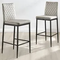Valera Bar Stool Set of 2 - Cappuccino, Velvet