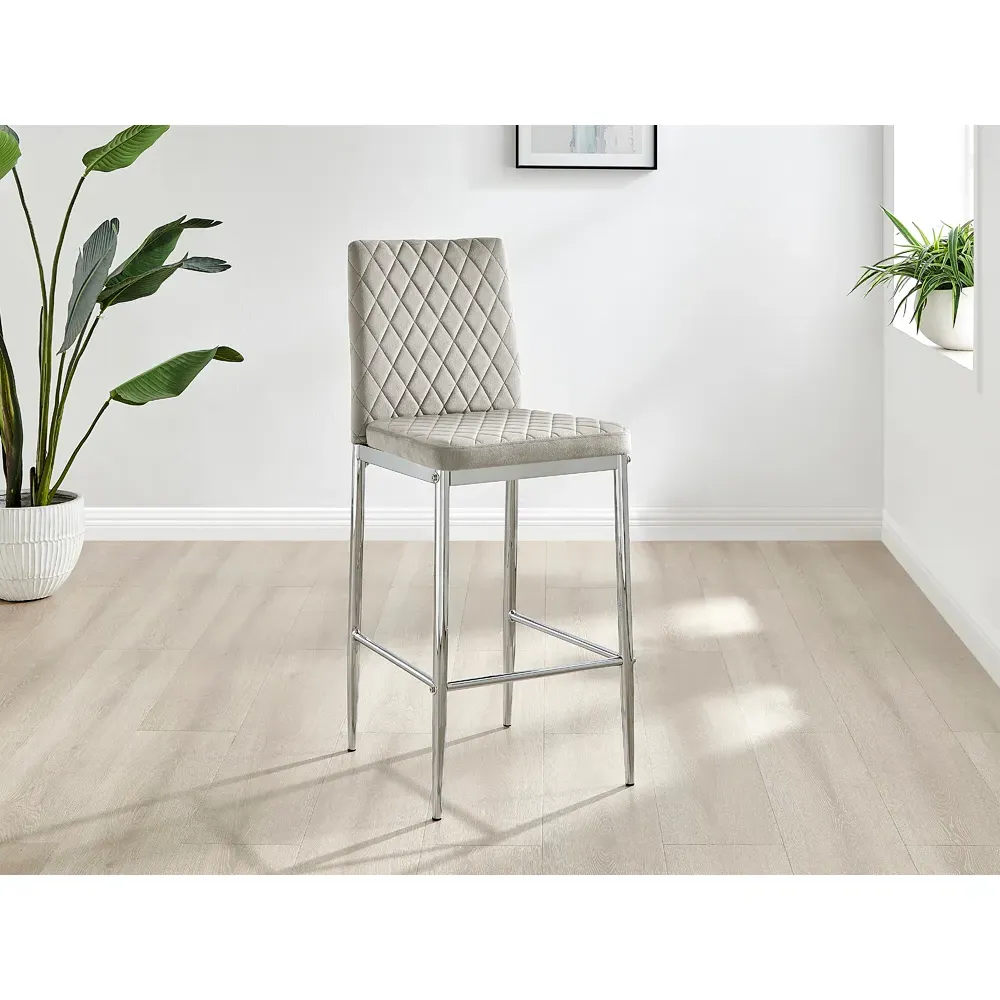 Valera Bar Stool Set of 2 - Cappuccino, Velvet