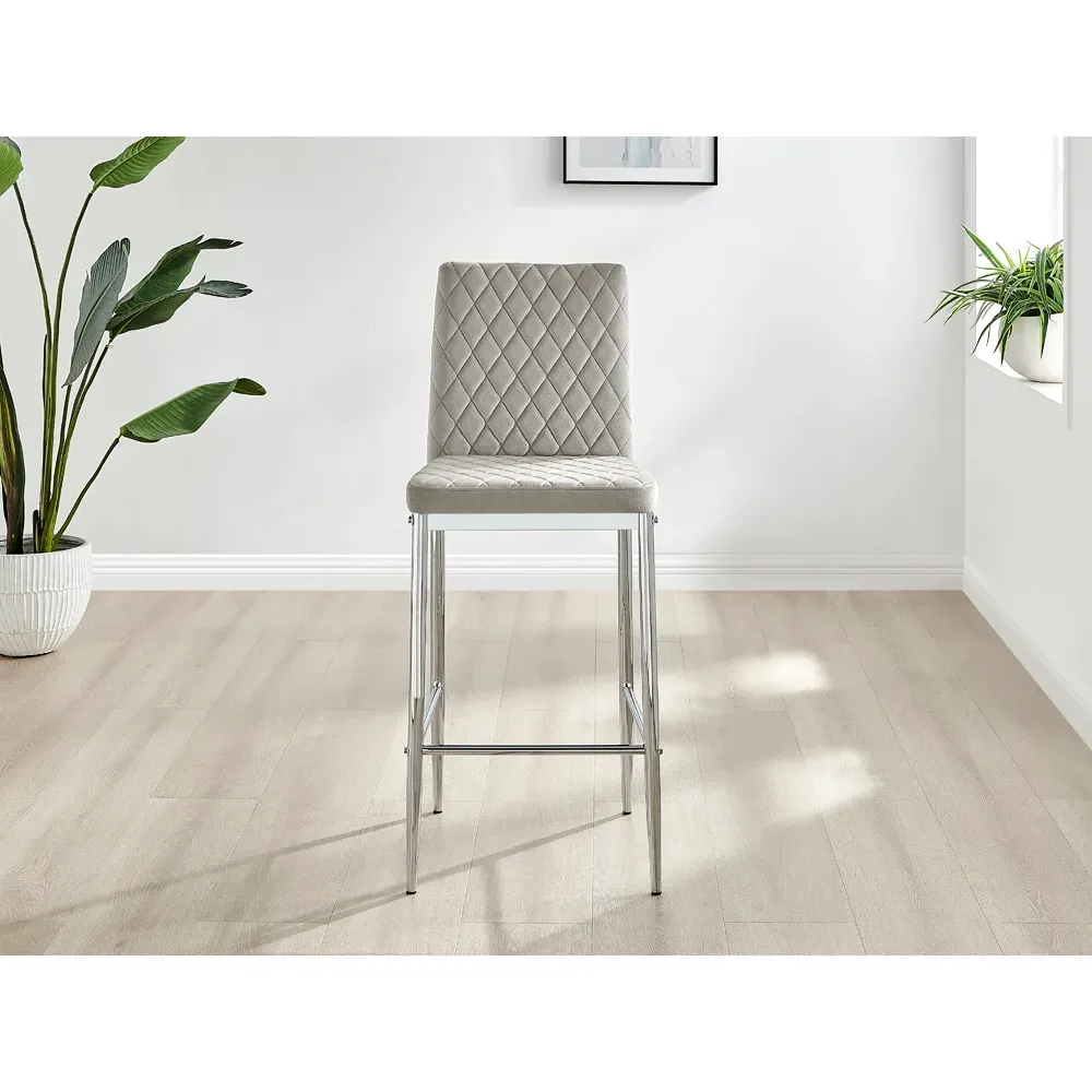 Valera Bar Stool Set of 2 - Cappuccino, Velvet