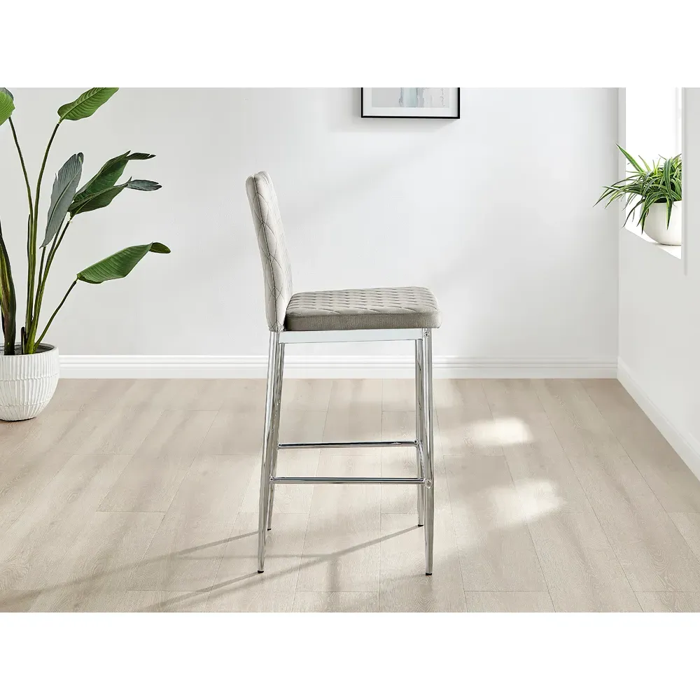 Valera Bar Stool Set of 2 - Cappuccino, Velvet