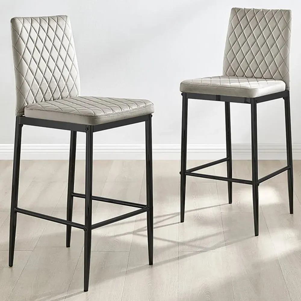 Valera Bar Stool Set of 2 - Cappuccino, Velvet image