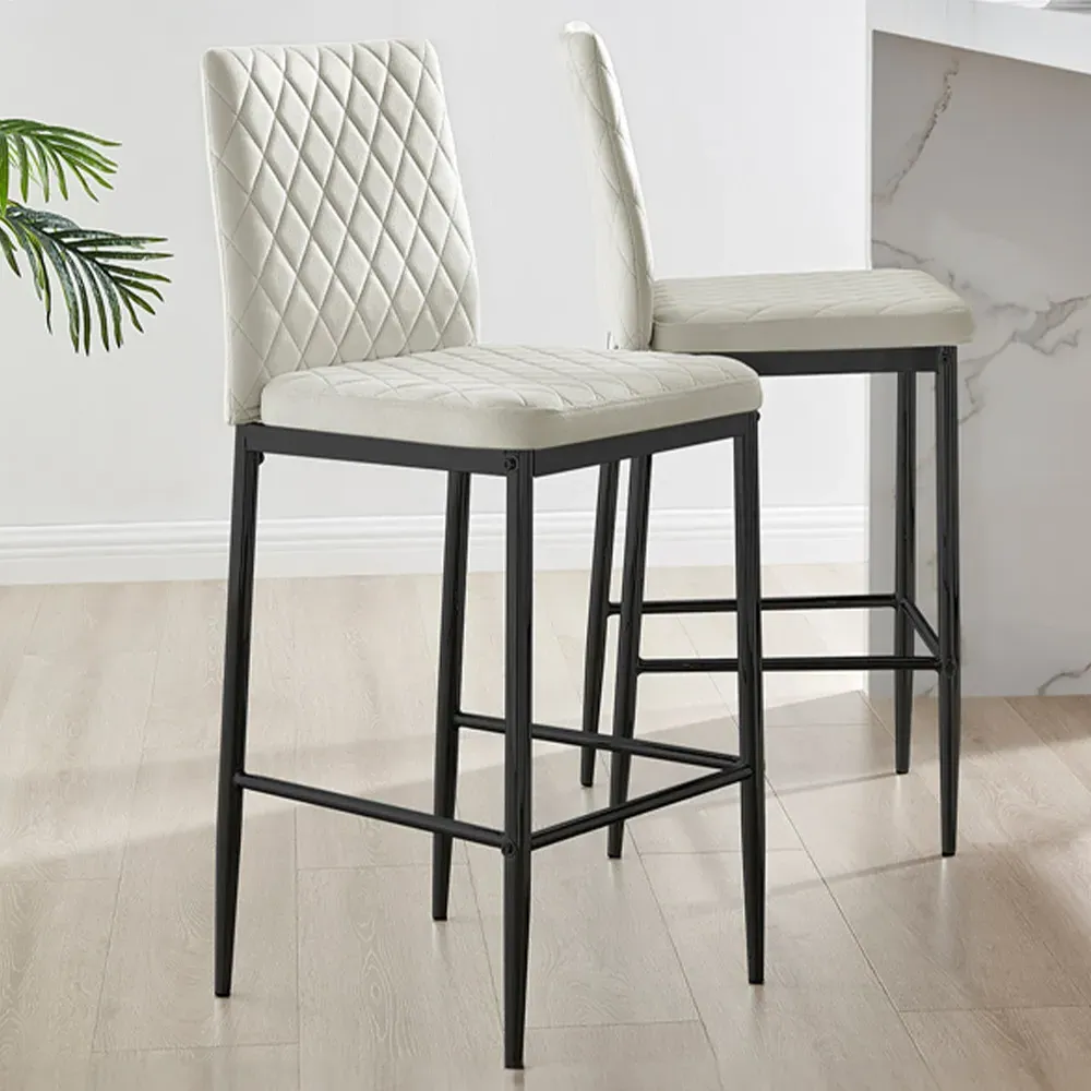 Valera Bar Stool Set of 2 - Cream, Velvet