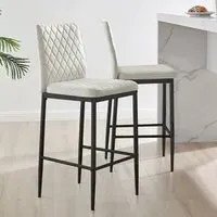 Valera Bar Stool Set of 2 - Cream, Velvet