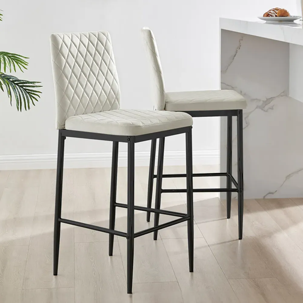 Valera Bar Stool Set of 2 - Cream, Velvet