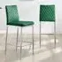 Valera Bar Stool Set of 2 - Green, Velvet