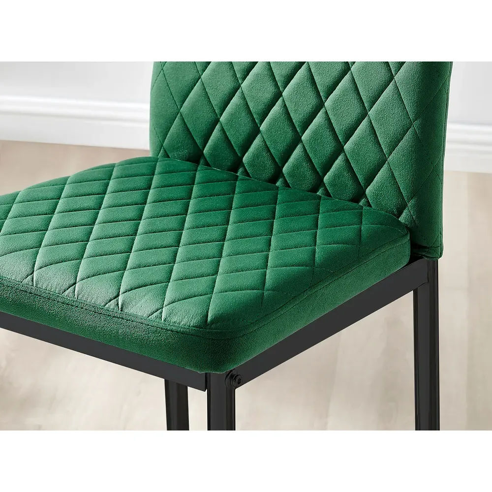 Valera Bar Stool Set of 2 - Green, Velvet