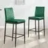 Valera Bar Stool Set of 2 - Green, Velvet