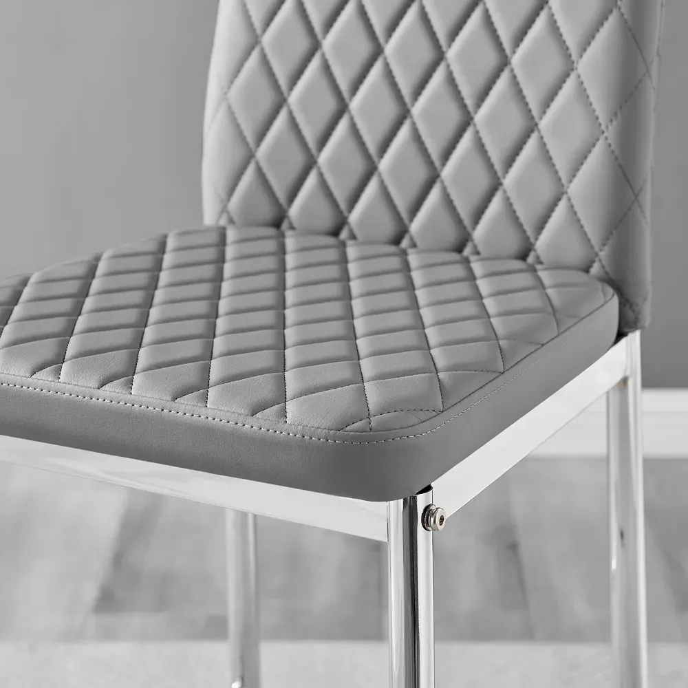 Valera Bar Stool Set of 2 - Grey, Faux Leather