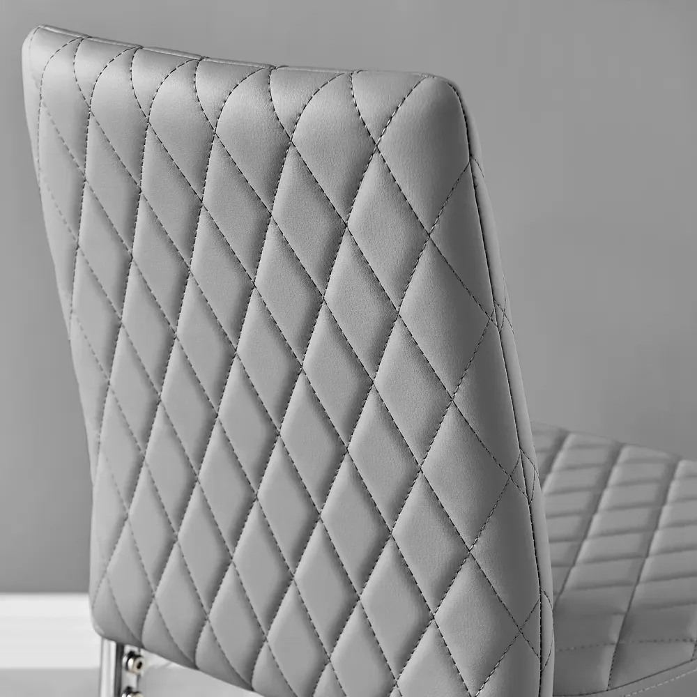 Valera Bar Stool Set of 2 - Grey, Faux Leather