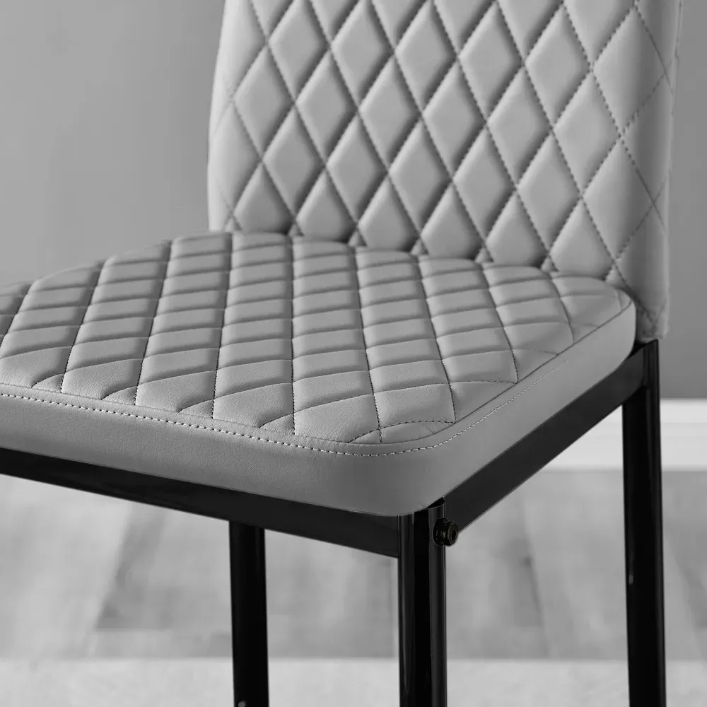 Valera Bar Stool Set of 2 - Grey, Faux Leather