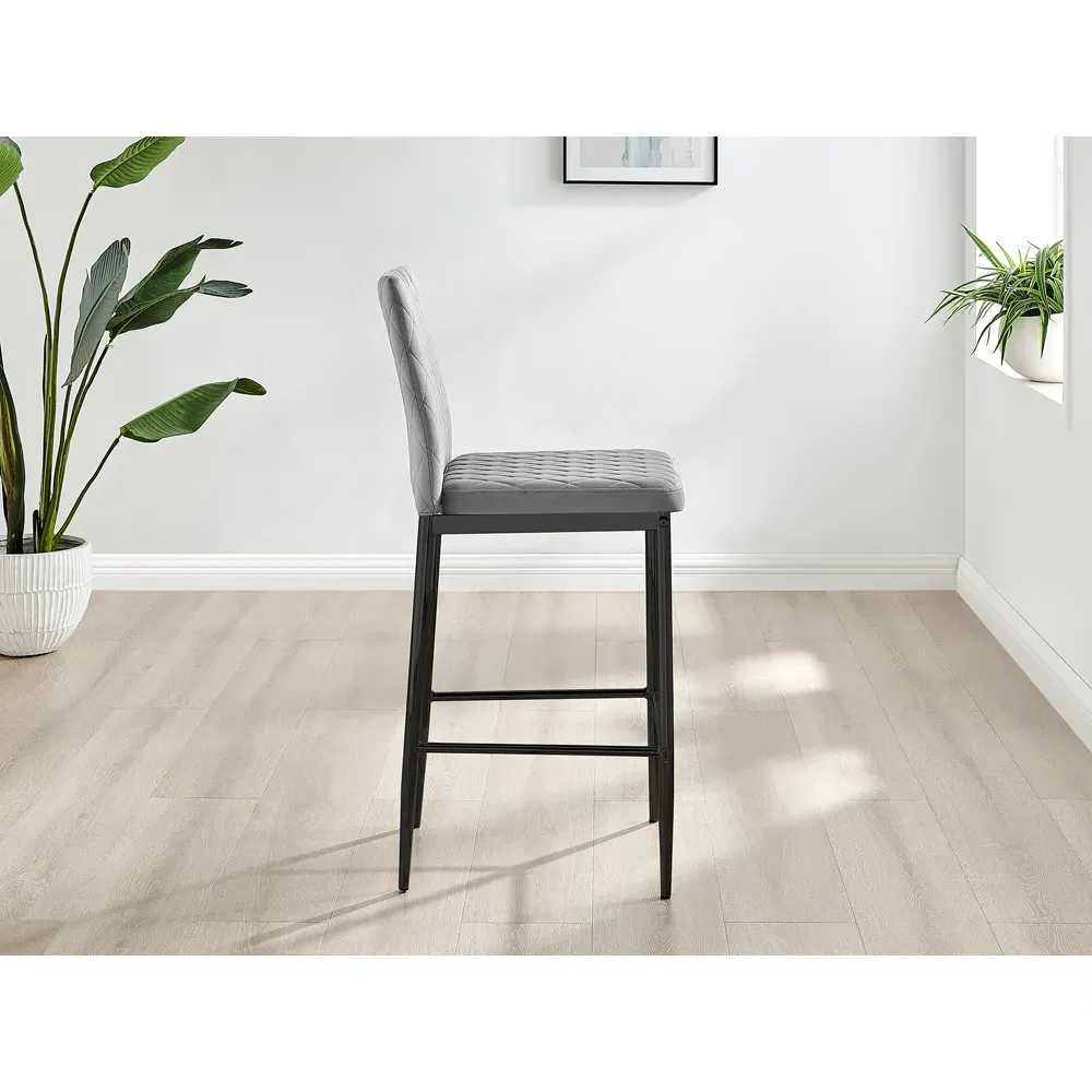 Valera Bar Stool Set of 2 - Grey, Velvet