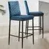 Valera Bar Stool Set of 2 - Navy Blue, Velvet