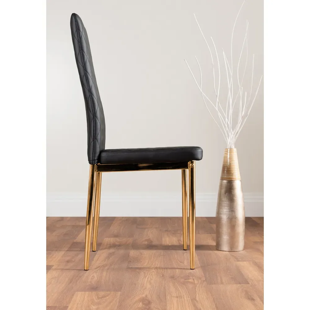 Valera Set of 6 Dining Chairs - Black, Faux Leather